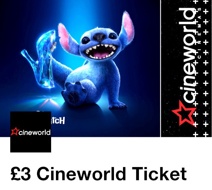 3 x Cineworld 2D Full Ticket Weekday Code Monday to Sunday - Read Description