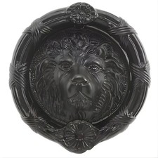 UAP Lion Head 6" Round Black Powder Coated Door Knocker with Fixings