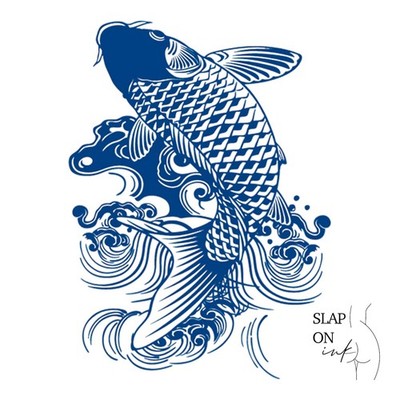 Leaping Fish - Medium Semi Permanent Tattoo - Waterproof Art Men Women Temporary