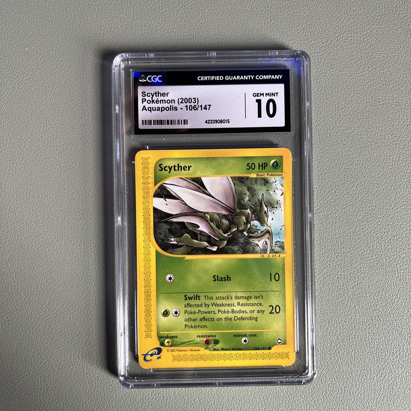 CGC Gem Mint 10 Scyther Aquapolis 2003 Pokemon Card #106/147