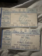 Vintage 1989 The Who Concert 2 Ticket Stubs East Rutherford NJ