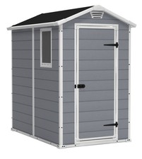 KIT COBERTIZO DE ALMACENAMIENTO EXTERIOR RESINA KETER MANOR 4X6 - GRIS/BLANCO