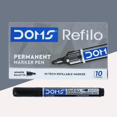 DOMS REFILO Permanentmarker Stift Einfach zu bedienen & Sicher für Kinder 10e...