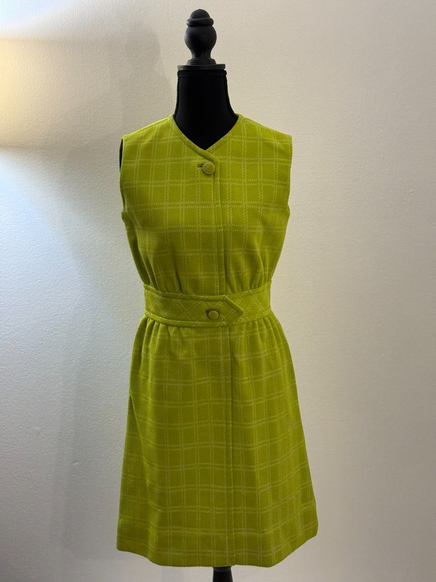 Vintage 1960s  Peck & Peck Fifth Ave NY Green Plaid A-Line Dress  MCM Classic View 3