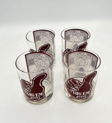 Texas A&M 16oz Medley Vintage Pint Glasses Retro-Style Graphic Set Of 4