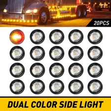 Universal Side Marker Lights Dual Color Truck Trailer Front&Rear Bullet LED Kit