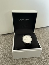 Silver Calvin Klein Watch Black Leather Strap K8Q 331 Swiss Brand New RRP £199