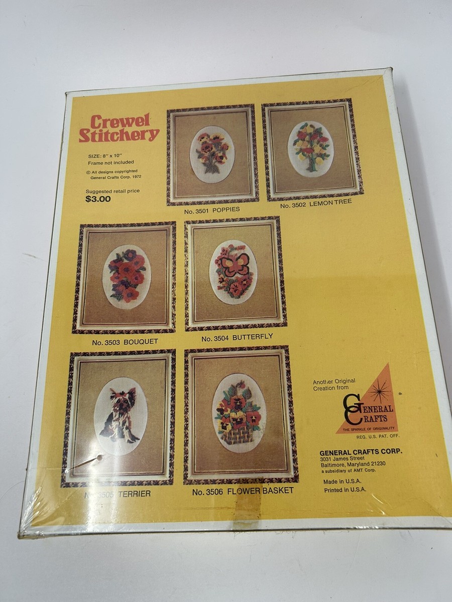 Kit De Broderie Crewel Vintage Yorkie Terrier Chien, Scellé Neuf Années 70/80