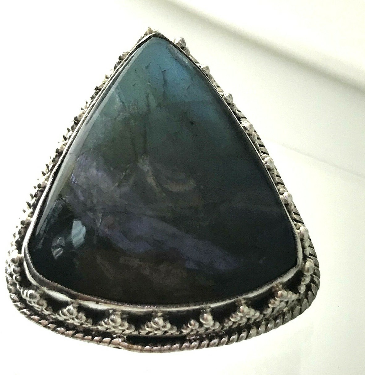 Sterling Silver Triangular Labradorite Pendant Ge… - image 2