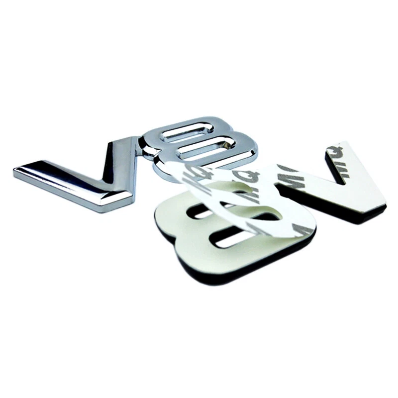 LOGO V8 Auto Métal 3D Moteur Arrière Voiture Chrome V8 Emblème Autocollant Aile - Photo 3/4