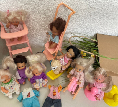 Vintage Simba Baby Family Girl 80s : Simba Lamb City Toys Twins Hochstuhl Buggy