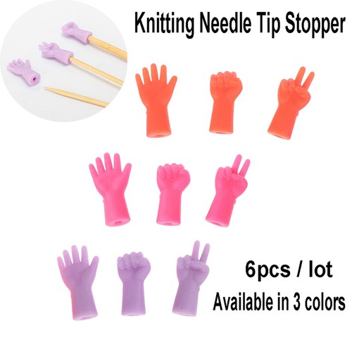 6pcs Knitting Needles Point Protectors Needle Tip Stopper DIY Weave