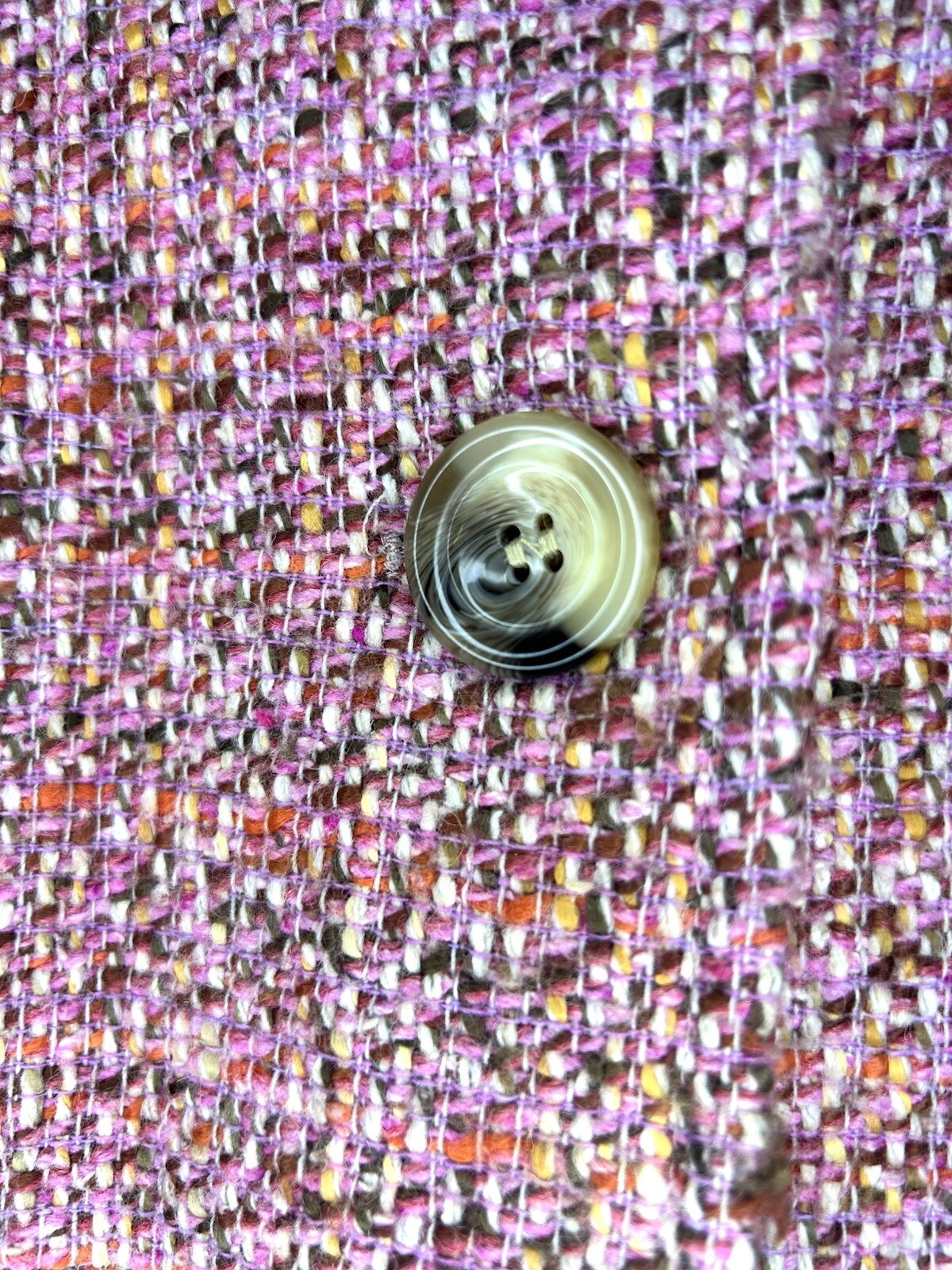 NEXT Wool Coat Womens 14 Pink Speckled Including Brown Red Yellow Button Fasten image 4