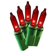 Holiday Time 100-Count Red Incandescent Mini Christmas Lights, with Green Wire,