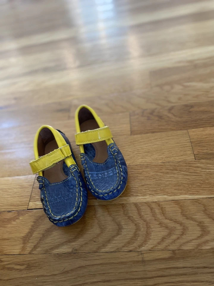 Zapatos Venettini Niñas Cuero Azul Y Amarillo Talla 28 EUR / 10.5T US Foto 3 de 4