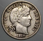 1910 D Barber Dime - XF !!
