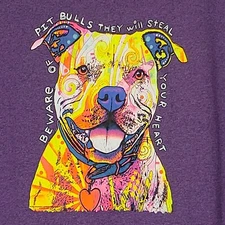 Dean Russo Pop Art Pit Bull T Shirt Size XL Purple Beware Steal Your Heart