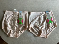 2 Pair FLEXEES Shimmer Slims Underwear PANTIES 27-28" MED Nylon/Lycra NOS Peach