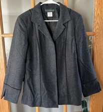 NWT Harve Bernard Open Blazer Wool/Viscose Blend Women's 14 Charcoal 140