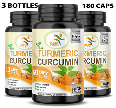 TURMERIC CURCUMIN 95% MAXIMUM Potency With Bioperine  2000mg DAILY 180 Capsules