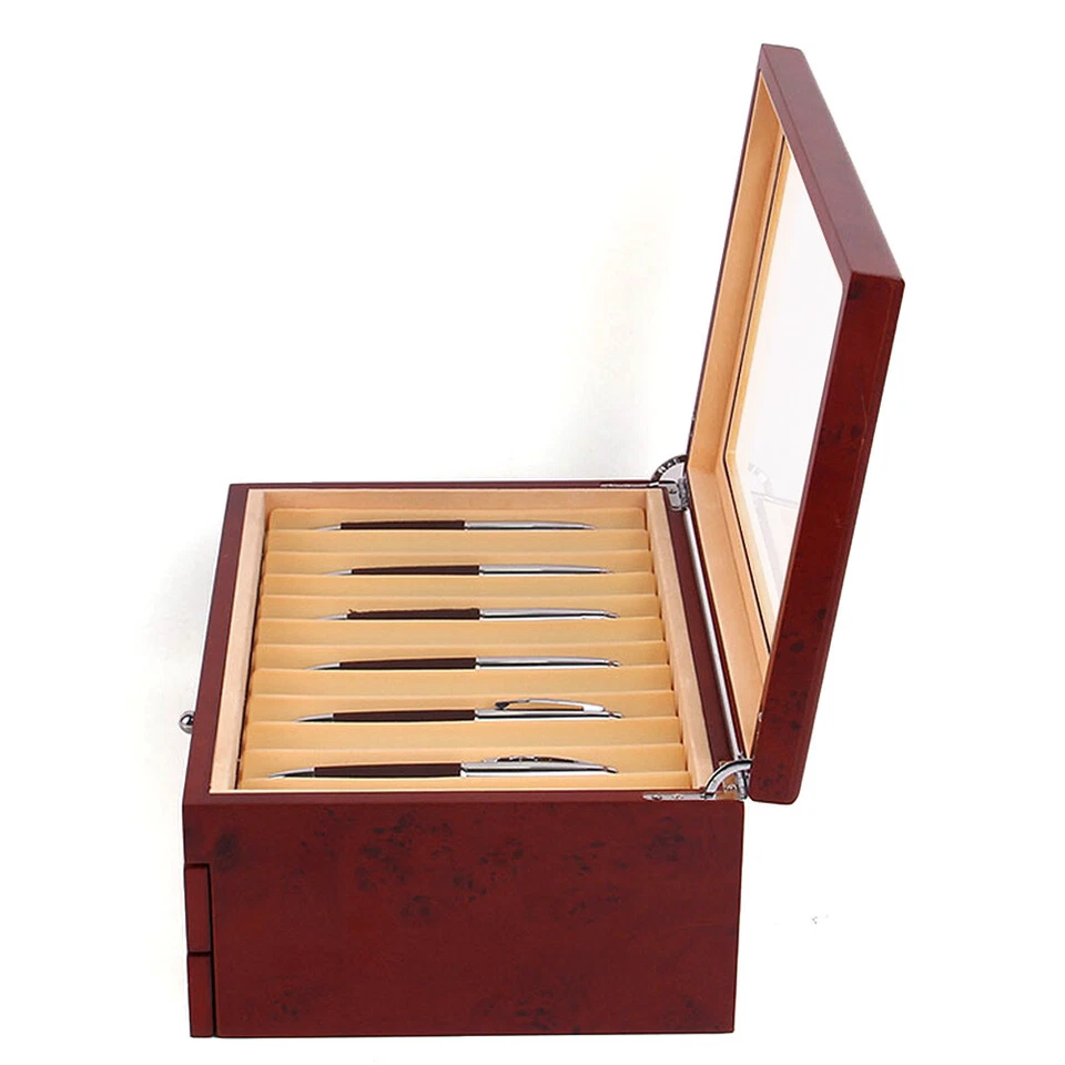Caja de exhibición de pluma estilográfica de 3 capas 34 ranuras estuche organizador de almacenamiento de coleccionista de madera Foto 3 de 4