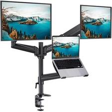 Dual Monitor and Laptop Mount Adjustable for up to 32” Screens and 17” Laptops