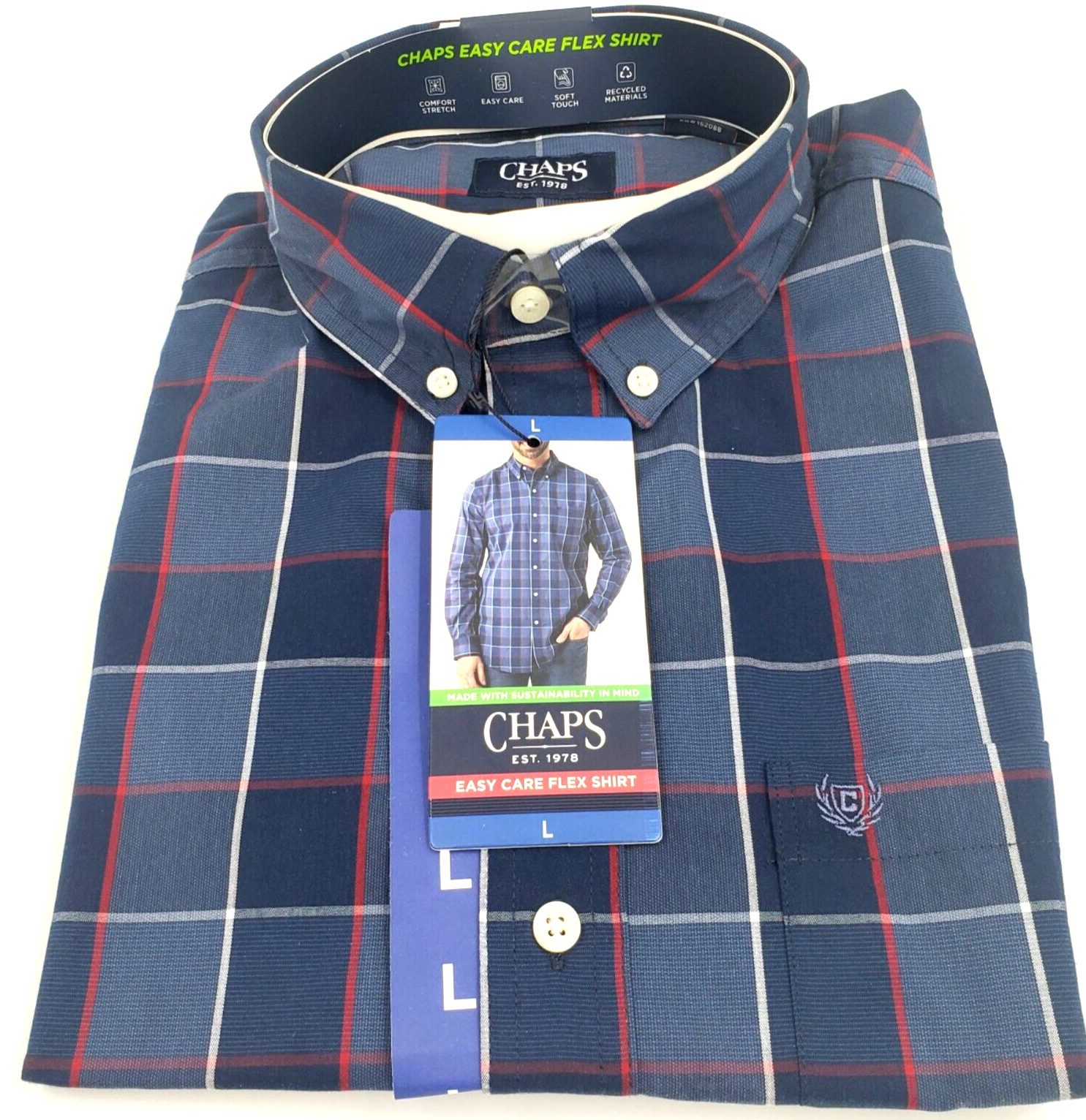 chaps stretch easy care long sleeve shirts