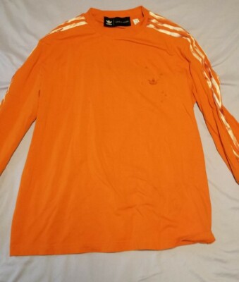 Adidas Women's Large Danielle Cathari Long Sleeve Shirt Orange Unique Logo 