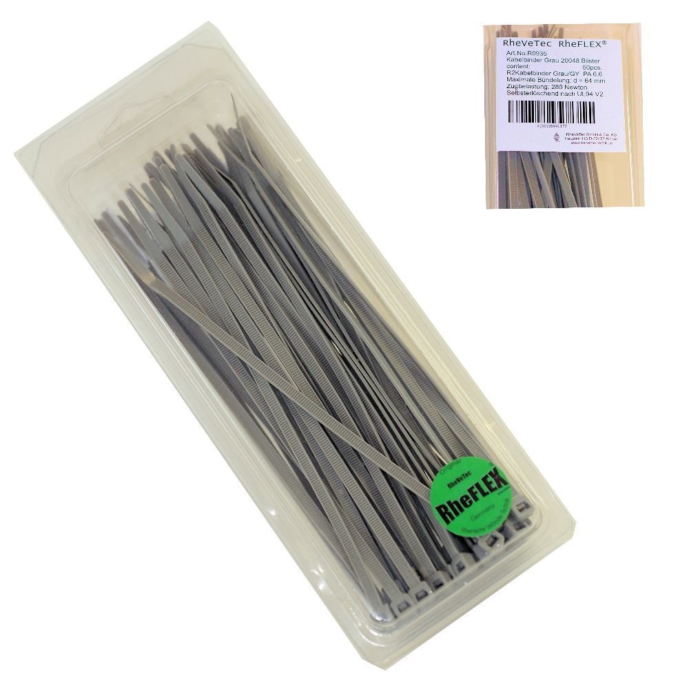 Lotto 50 Fascette Marroni Rhevetec Rheflex® R2 200x4,8 Mm - Nylon PA 6.6, Resistenza 220N, Blister Richiudibile