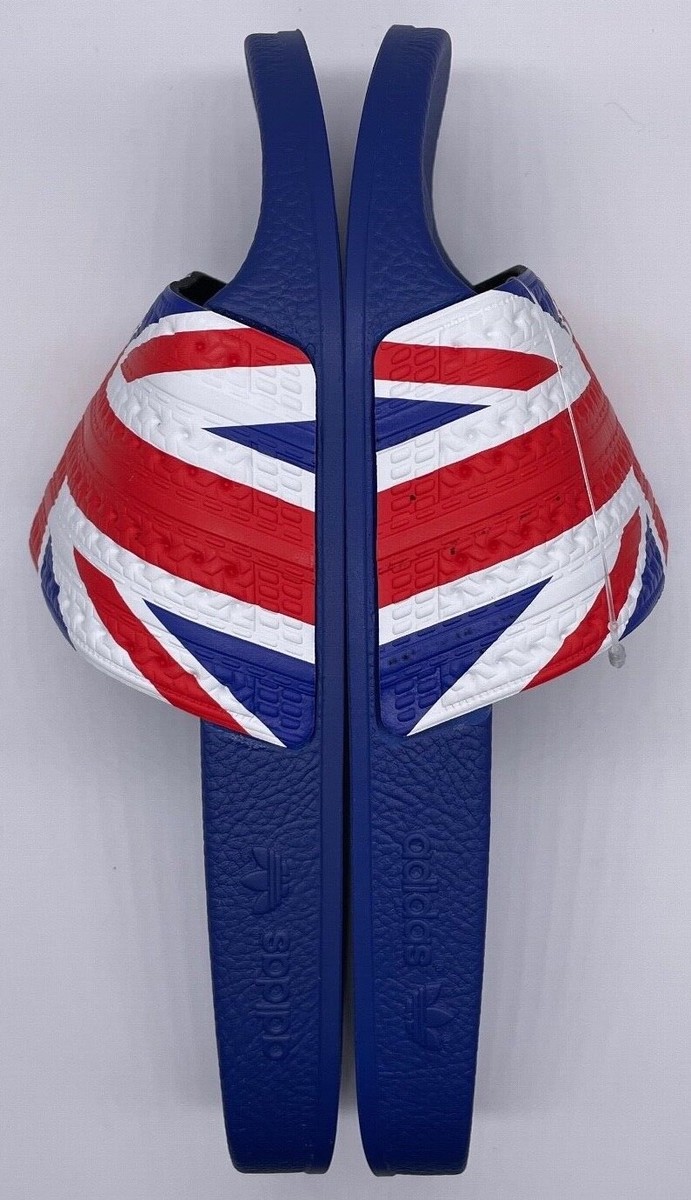 NWT Adidas Adilette Great Britain Slide Sandal Mens size 10 G55377 Blue White. Adidas Originals Mens Adilette Slides United Kingdom Red  main image 3
