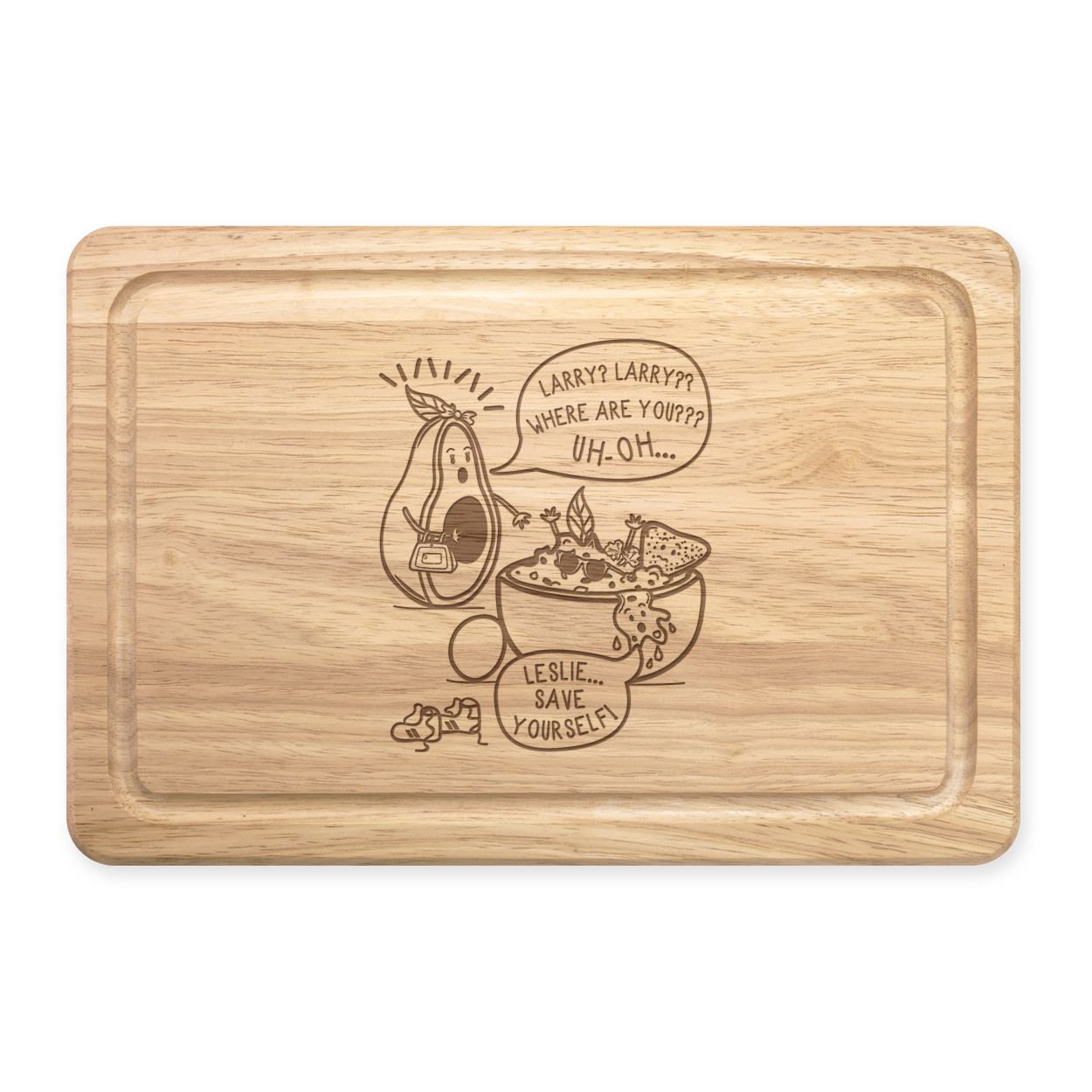 Leslie & Larry Avocados Rectangular Wooden Chopping Board - Funny Avocado