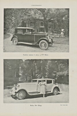 1931 print of french cars - cv berlier - berline  d- 8  . etc ! l'illustration !
