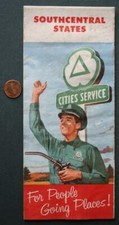 1958 Cities Service Oil & Gas station South Central United States Road Map +