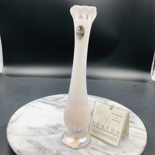 Fenton Champagne Bud Vase 8 Inches Iridescent MCM Vintage