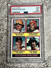 PSA 9 PD MINT BASEBALL CARD 1976 TOPPS ROOKIE INFIELDERS JERRY MANUEL LEMASTER