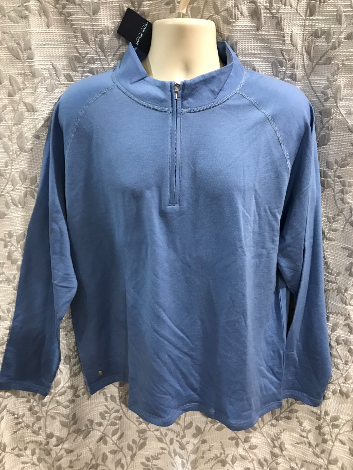 Peter Millar Crown Crafted Men's Size XL Blue 1/4 Zip Merino Wool Sweater $200