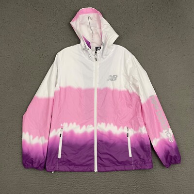 New Balance Jacket Womens XL Multicolor Spell Out Full Zip Hooded Sports Outdoor