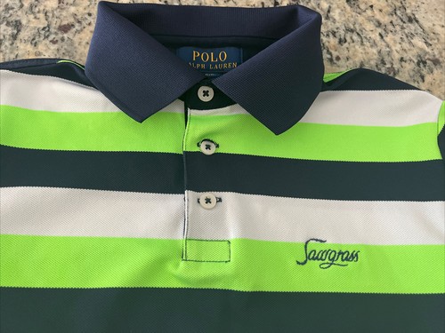 polo ralph lauren Golf boys sawgrass stripe polo shirt sz 8 small blue green | eBay