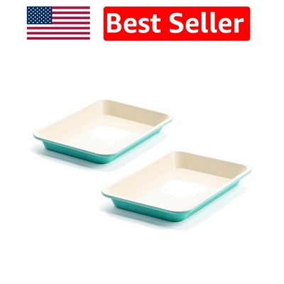 PFAS-Free 2 Piece Baking Pan Set: 13'' x 9'' Nonstick Oven Trays in Turquoise
