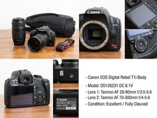 Canon EOS Rebel T1i 15.1MP DSLR w/ Tamron 28-80mm 70-300mm Bag