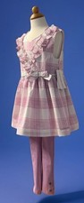 New Calvin Klein Girls  BrushPlaidPoplin Surplice Dress And Leggings Set, Size 6