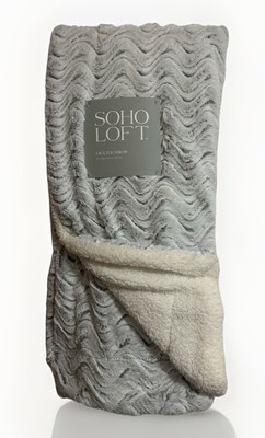 Soho Loft Faux Fur Throw Blanket 50x60 Light Gray