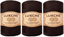 Polyester Macrame Cord 2mm x 251 Yards, 100 Polypropylene Premium Rope Brown