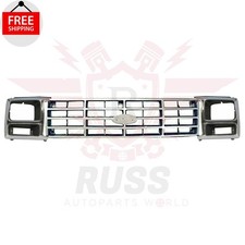New Front Silver Grille Left Right Headlamp Door For 1980-1986 Ford F-150 Bronco