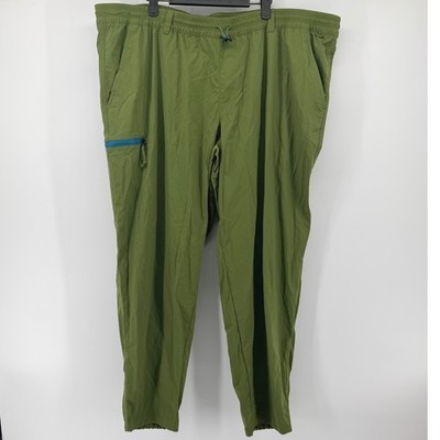 REI Co-op Trailmade Hiking Pants Mens 3XLarge Green Elastic Waist Cargo Tapered