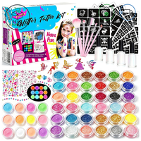 Glitzer Tattoo Set Kinder 42 Farben 219 Schablonen 213 Strass 5 Pinsel 4 Kleber