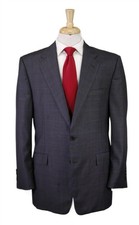Hickey Freeman Gray Windowpane Plaid Super 130's Wool Loro Piana Suit 42R