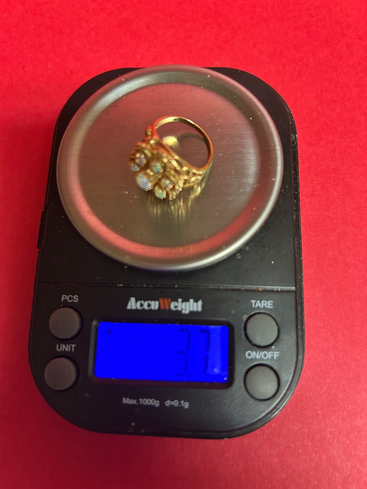 14K Solid Gold Opal Flower Cluster Ring - Size 4 - image 7