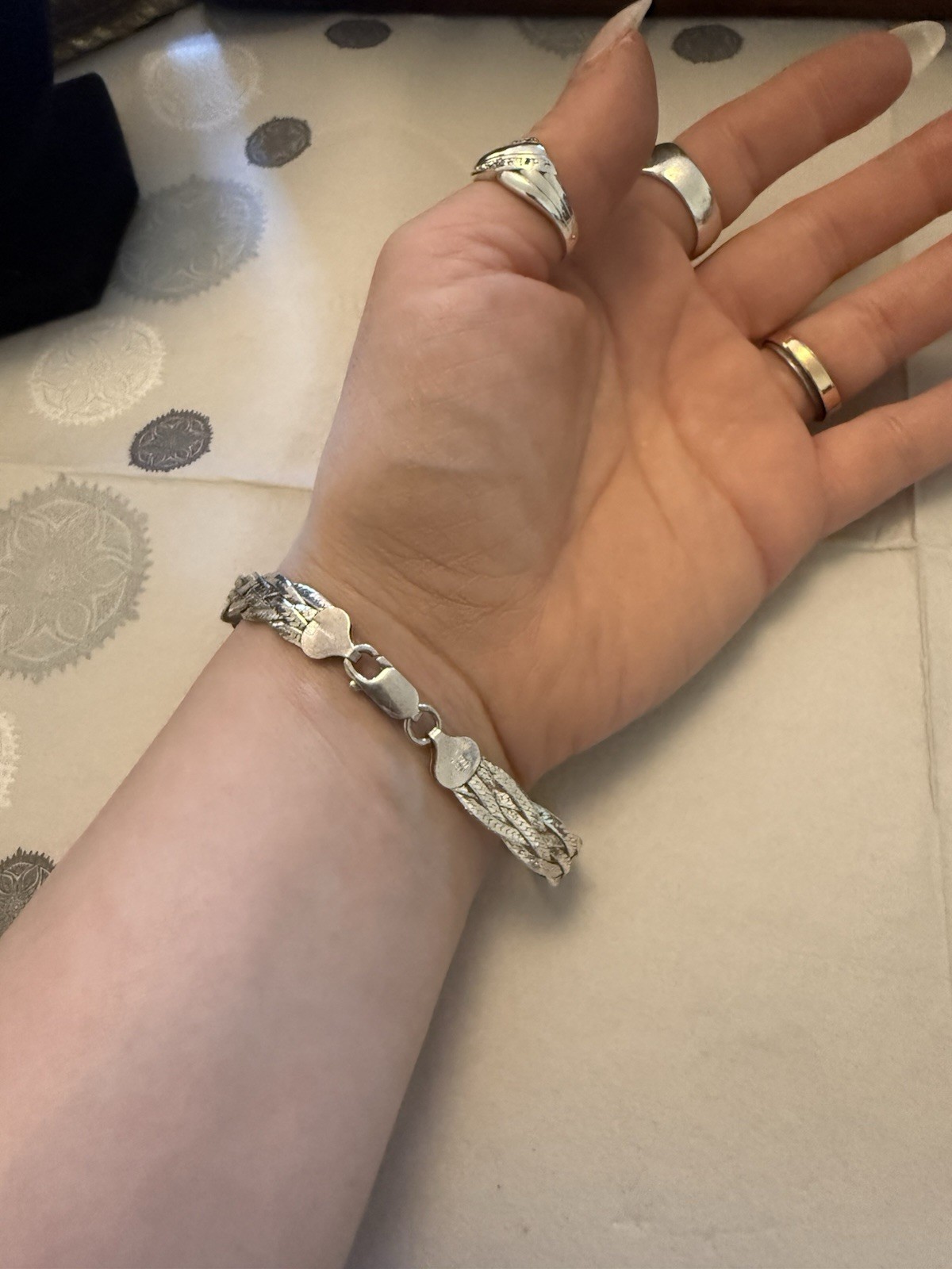 Beautiful Super Sparkly Solid Silver Multi Strand… - image 4