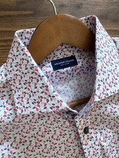 Proper Cloth Dress Shirt Mens 16.5 Large Non Iron - Red, Blue Floral